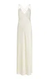 Anna October Melania Open-back Satin Maxi Slip Dress In White