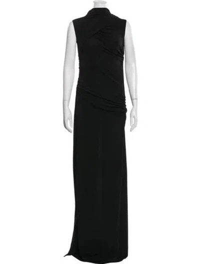 Pre-owned Anna October Mock Neck Long Dress In Black