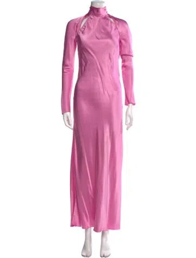 Pre-owned Anna October Mock Neck Long Dress In Pink