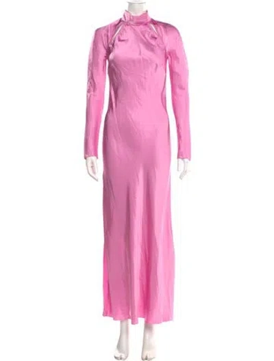 Pre-owned Anna October Mock Neck Long Dress In Pink