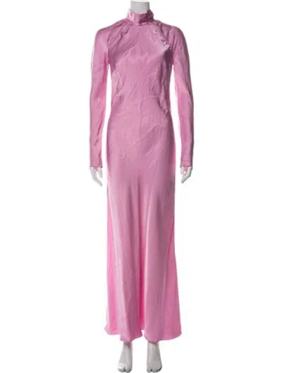 Pre-owned Anna October Mock Neck Long Dress In Pink