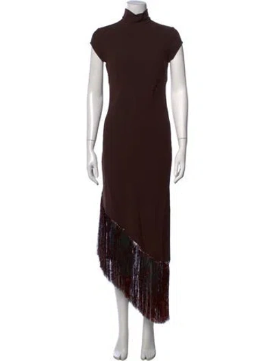 Pre-owned Anna October Mock Neck Midi Length Dress W/ Tags In Brown