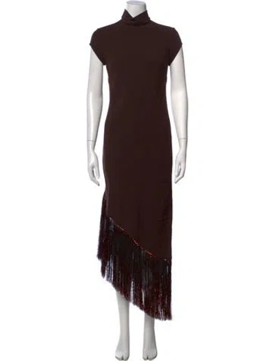 Pre-owned Anna October Mock Neck Midi Length Dress W/ Tags In Brown
