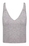 Anna October Mylene Embroidered Knit Top In Grey