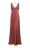 Anna October Nathalie Open Back Satin Maxi Dress In Orange