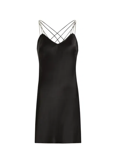 Anna October Ofelia Embellished Satin-crepe Mini Dress In Black