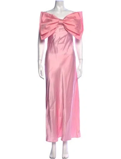 Pre-owned Anna October Off-the-shoulder Long Dress In Pink