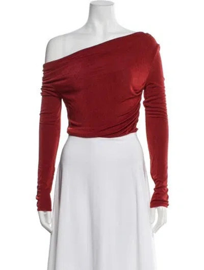 Pre-owned Anna October Off-the-shoulder Long Sleeve Top In Orange