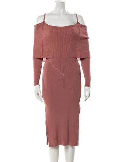 Pre-owned Anna October Off-the-shoulder Midi Length Dress In Pink