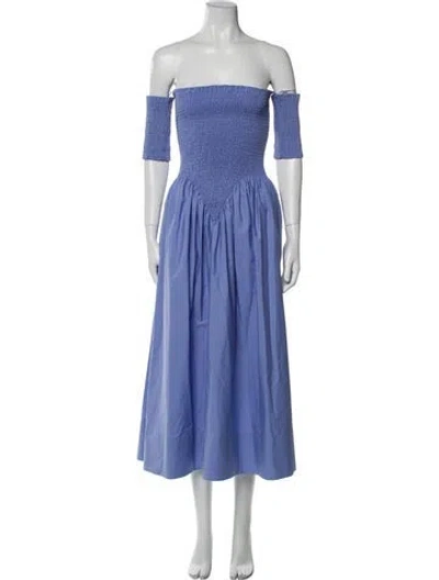 Pre-owned Anna October Off-the-shoulder Midi Length Dress W/ Tags In Blue