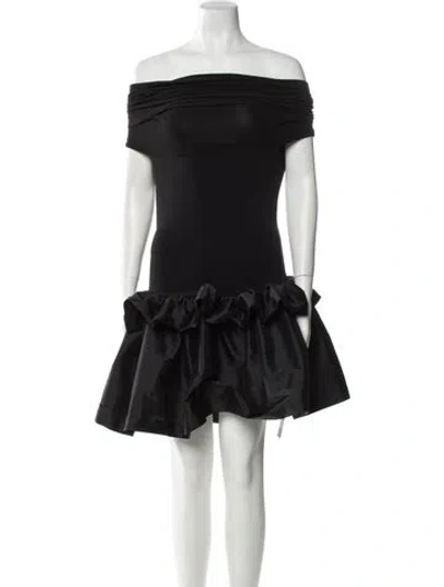 Pre-owned Anna October Off-the-shoulder Mini Dress In Black
