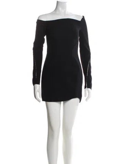 Pre-owned Anna October Off-the-shoulder Mini Dress In Black