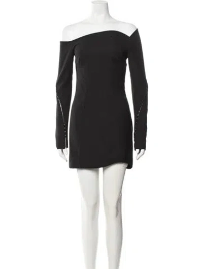 Pre-owned Anna October Off-the-shoulder Mini Dress In Black