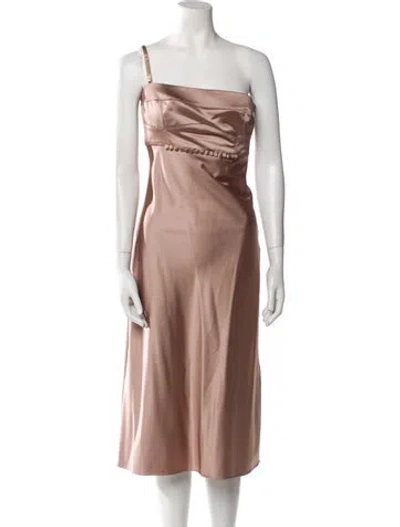 Pre-owned Anna October One-shoulder Midi Length Dress In Neutral