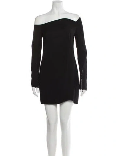 Pre-owned Anna October One-shoulder Mini Dress In Black
