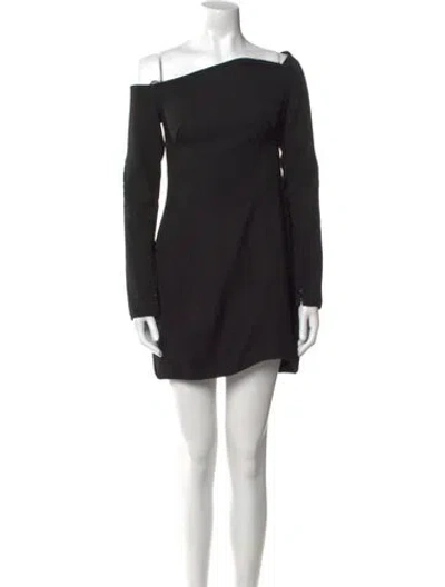 Pre-owned Anna October One-shoulder Mini Dress In Black