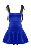 Anna October Patrice Bustier Satin Mini Dress In Blue