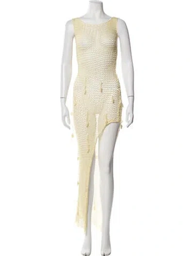 Pre-owned Anna October Patterned Long Dress In Yellow