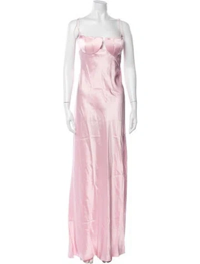 Pre-owned Anna October Plunge Neckline Long Dress W/ Tags In Pink