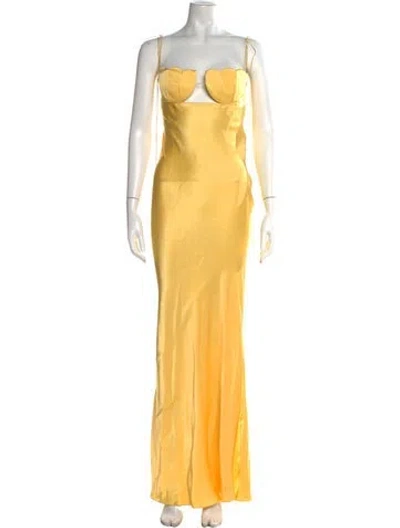 Pre-owned Anna October Plunge Neckline Long Dress In Yellow