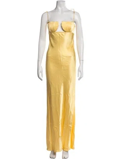 Pre-owned Anna October Plunge Neckline Long Dress In Yellow
