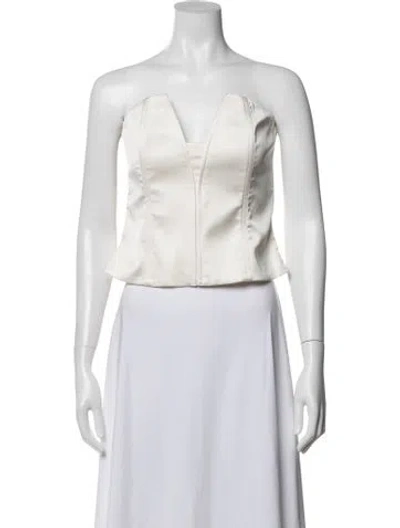 Pre-owned Anna October Plunge Neckline Sleeveless Top In White