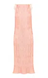 Anna October Renée Plissé Satin Midi Dress In Pink