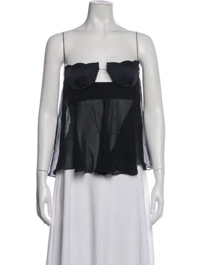 Pre-owned Anna October Silk Asymmetrical Top W/ Tags In Black