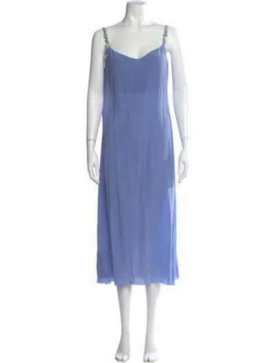 Pre-owned Anna October Silk Long Dress In Blue