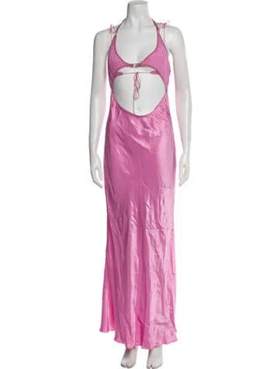 Pre-owned Anna October Silk Long Dress In Pink