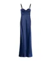 Anna October Matelassé Detailed Maxi Dress In Blue