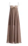 Anna October Solomia Crepe Maxi Dress In Brown