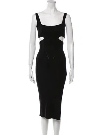 Pre-owned Anna October Square Neckline Long Dress In Black