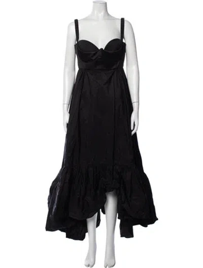 Pre-owned Anna October Square Neckline Long Dress In Black