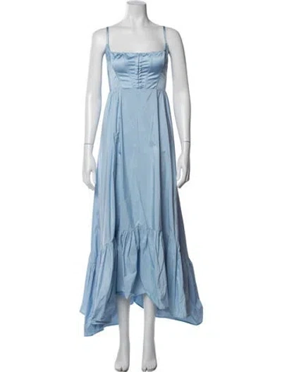 Pre-owned Anna October Square Neckline Long Dress In Blue