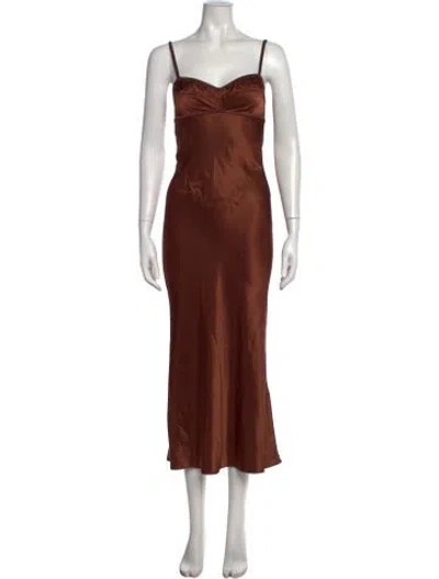 Pre-owned Anna October Square Neckline Long Dress In Brown
