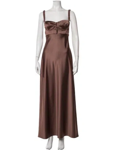 Pre-owned Anna October Square Neckline Long Dress In Brown