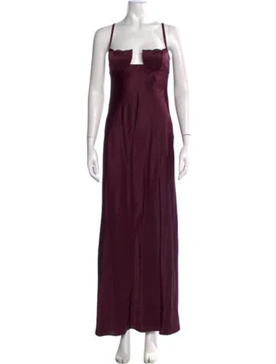Pre-owned Anna October Square Neckline Long Dress In Burgundy