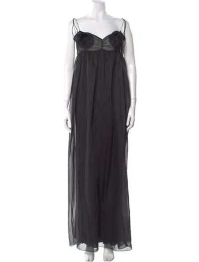 Pre-owned Anna October Square Neckline Long Dress In Grey