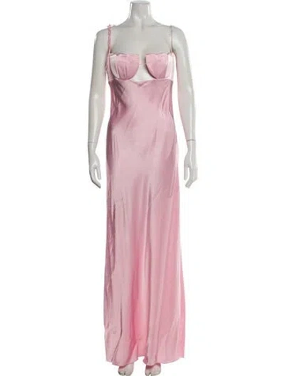 Pre-owned Anna October Square Neckline Long Dress In Pink