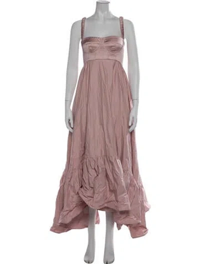Pre-owned Anna October Square Neckline Long Dress In Pink