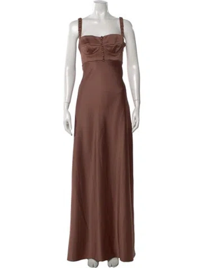 Pre-owned Anna October Square Neckline Long Dress W/ Tags In Brown