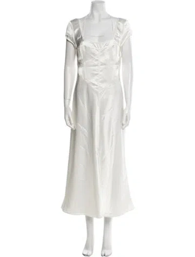 Pre-owned Anna October Square Neckline Long Dress In White
