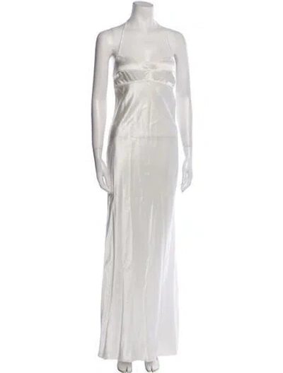 Pre-owned Anna October Square Neckline Long Dress In White