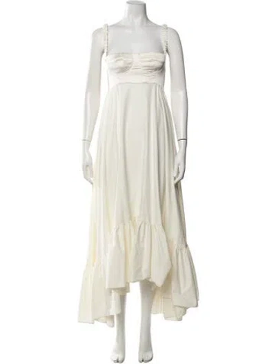 Pre-owned Anna October Square Neckline Long Dress In White