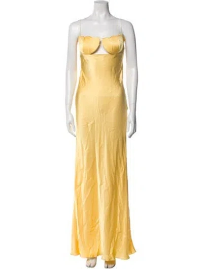 Pre-owned Anna October Square Neckline Long Dress In Yellow