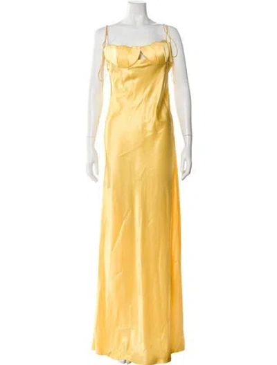 Pre-owned Anna October Square Neckline Long Dress In Yellow