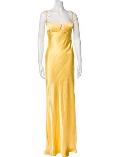Pre-owned Anna October Square Neckline Long Dress In Yellow