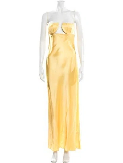 Pre-owned Anna October Square Neckline Long Dress In Yellow