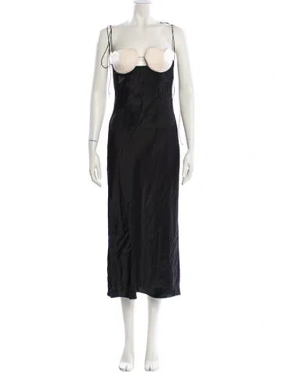 Pre-owned Anna October Square Neckline Midi Length Dress In Black